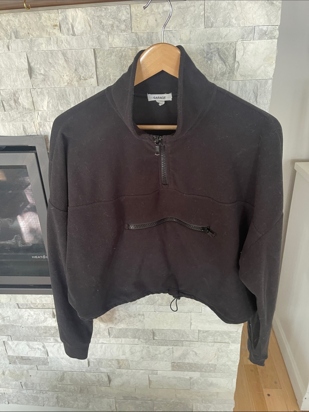 Garage Black Quarter-Zip Pullover with Front Zip Pocket